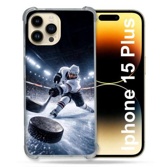 Coque Renforcée Pour Iphone 15 Plus Sport Hockey sur Glace