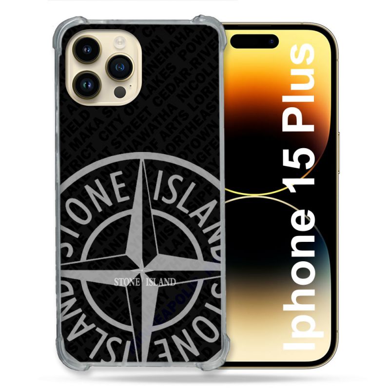 Coque Renforcée Pour Iphone 15 Plus Stone Island Gris