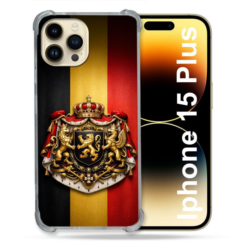 Coque Renforcée Pour Iphone 15 Plus Voyage Drapeau Belgique