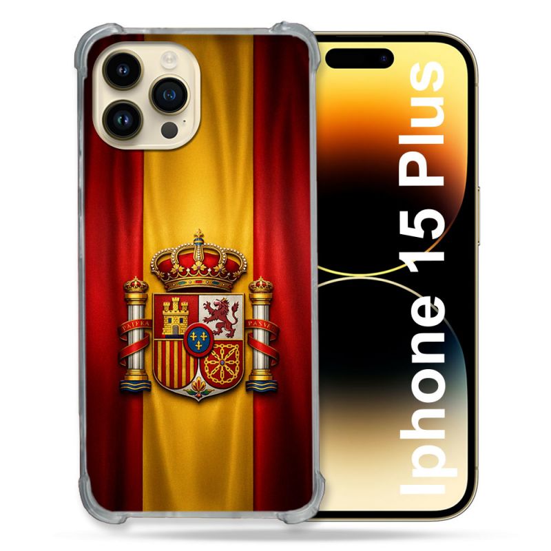Coque Renforcée Pour Iphone 15 Plus Voyage Drapeau Espagne