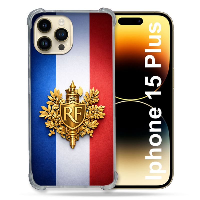 Coque Renforcée Pour Iphone 15 Plus Voyage Drapeau France