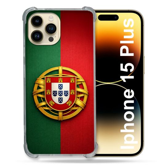 Coque Renforcée Pour Iphone 15 Plus Voyage Drapeau Portugal