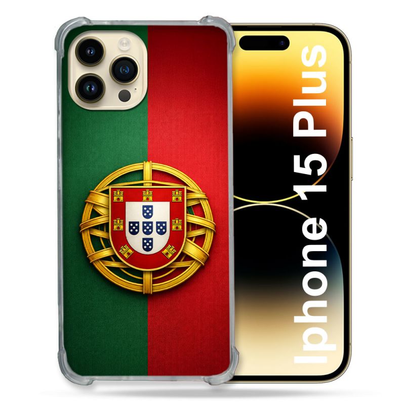 Coque Renforcée Pour Iphone 15 Plus Voyage Drapeau Portugal