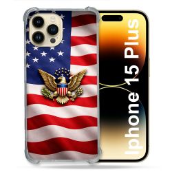 Coque Renforcée Pour Iphone 15 Plus Voyage Drapeau USA Etats Unis