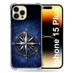 Coque Renforcée Pour Iphone 15 Plus Voyage Rose des Vents Marine