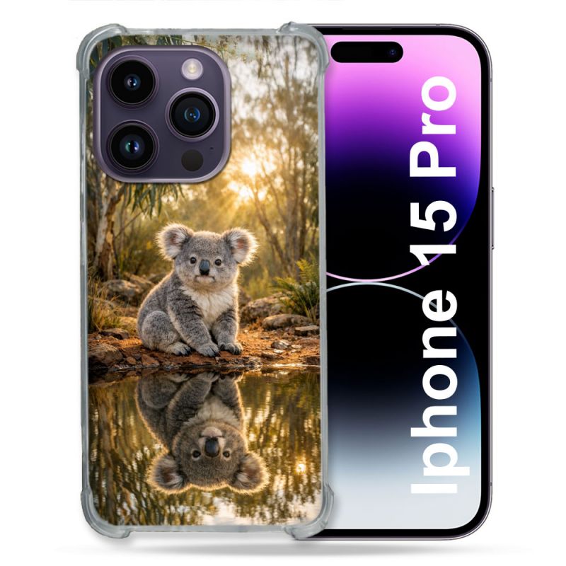 Coque Renforcée Pour Iphone 15 Pro Animal Koala Reflet
