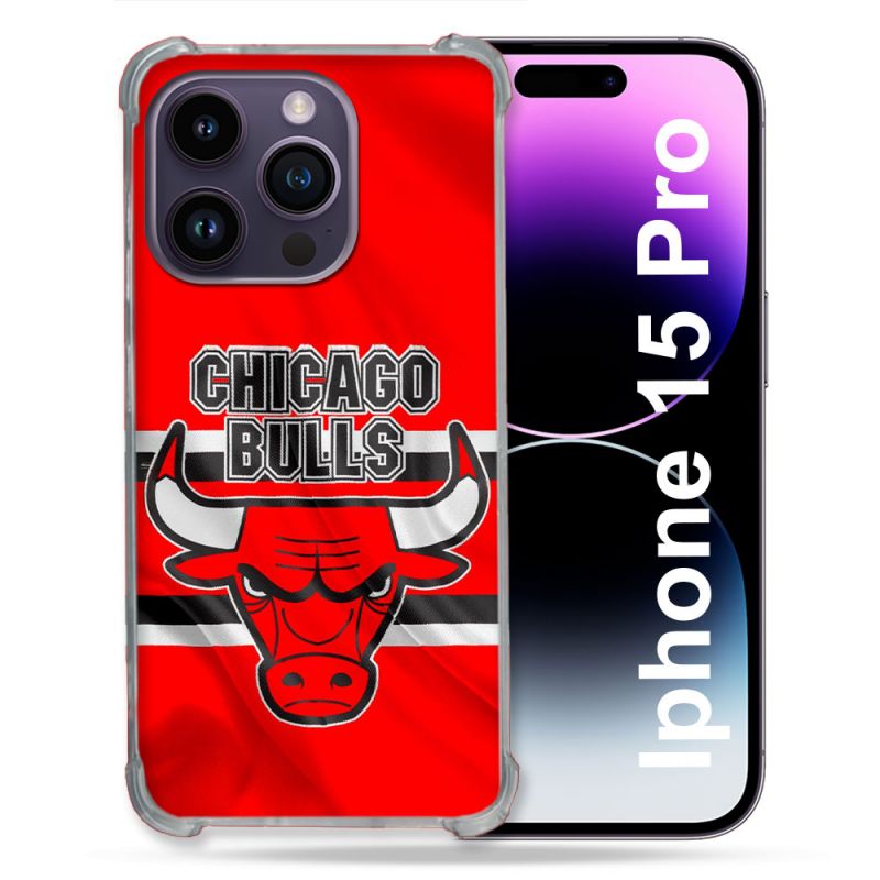 Coque Renforcée Pour Iphone 15 Pro Basket Chicago Bulls