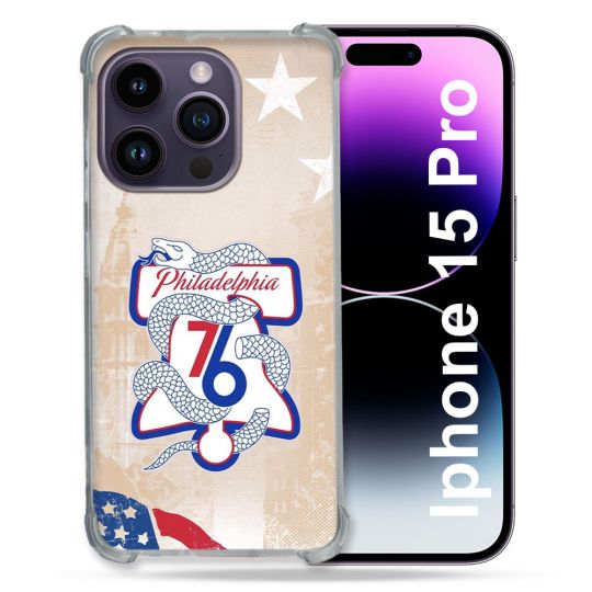 Coque Renforcée Pour Iphone 15 Pro Basket Philadelphia 76ers