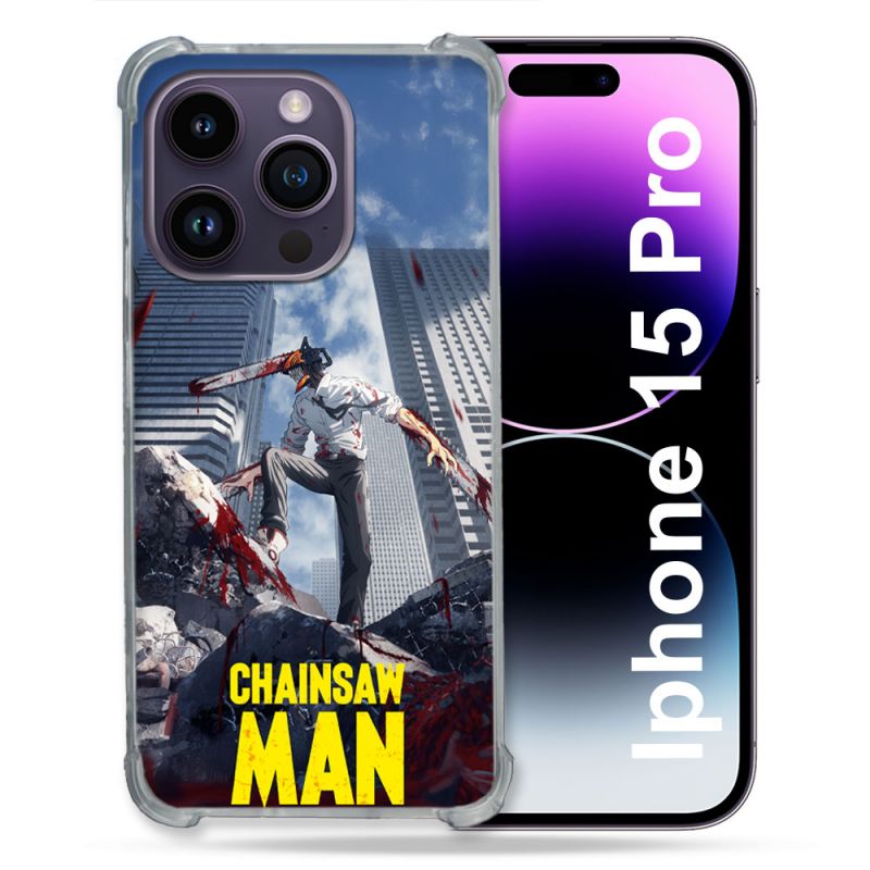 Coque Renforcée Pour Iphone 15 Pro Manga Chainsaw Man Denji
