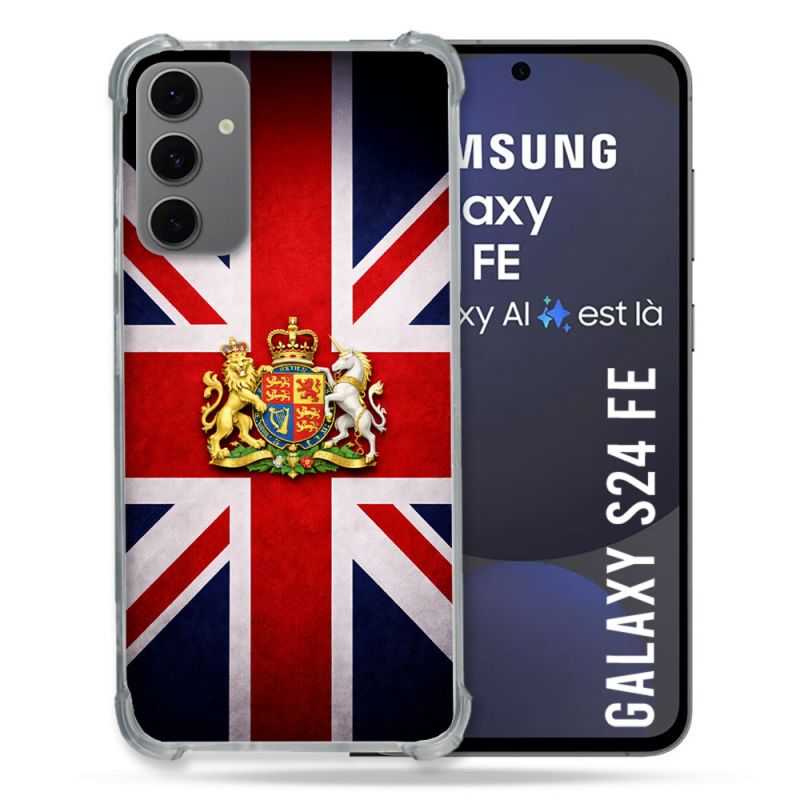 Coque Renforcée Pour Samsung Galaxy S24 FE Voyage Drapeau Grande Bretagne UK
