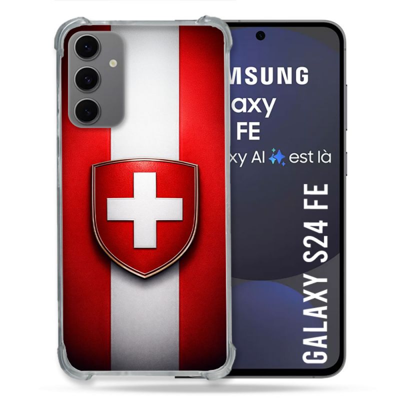 Coque Renforcée Pour Samsung Galaxy S24 FE Voyage Drapeau Suisse