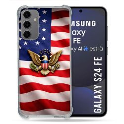 Coque Renforcée Pour Samsung Galaxy S24 FE Voyage Drapeau USA Etats Unis