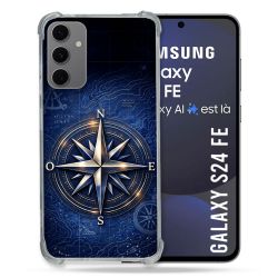 Coque Renforcée Pour Samsung Galaxy S24 FE Voyage Rose des Vents Marine