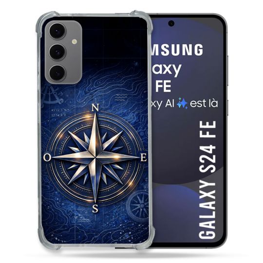 Coque Renforcée Pour Samsung Galaxy S24 FE Voyage Rose des Vents Marine