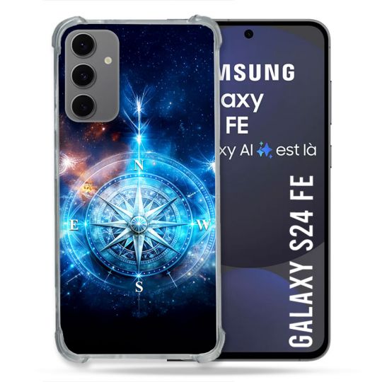 Coque Renforcée Pour Samsung Galaxy S24 FE Voyage Rose des Vents Stellaire