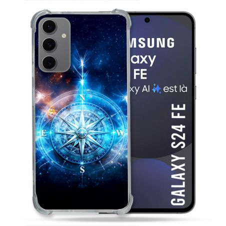 Coque Renforcée Pour Samsung Galaxy S24 FE Voyage Rose des Vents Stellaire