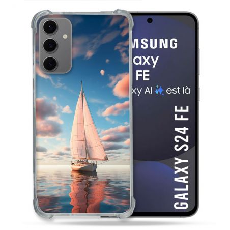 Coque Renforcée Pour Samsung Galaxy S24 FE Voyage Voilier Reflet
