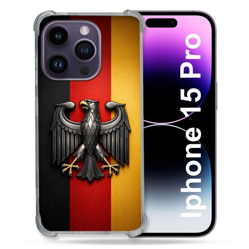 Coque Renforcée Pour Iphone 15 Pro Voyage Drapeau Allemagne