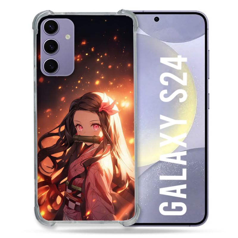 Coque Renforcée Pour Samsung Galaxy S24 Manga Demon Slayer Nezuko Rose