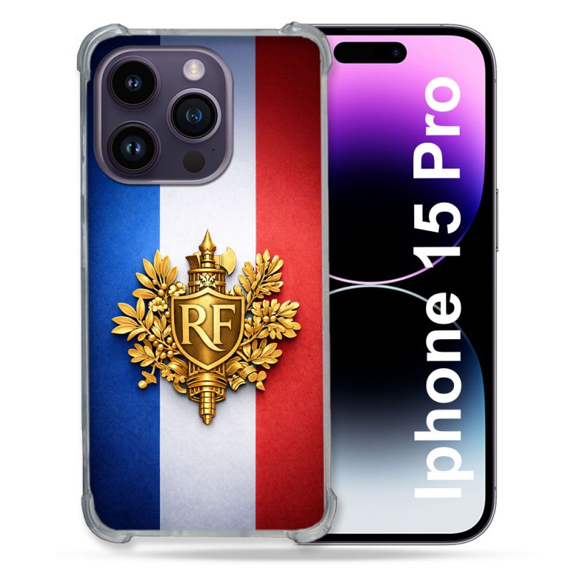 Coque Renforcée Pour Iphone 15 Pro Voyage Drapeau France