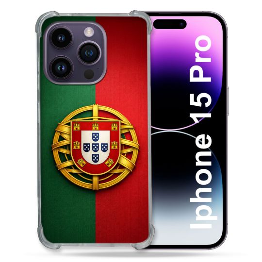 Coque Renforcée Pour Iphone 15 Pro Voyage Drapeau Portugal