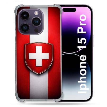 Coque Renforcée Pour Iphone 15 Pro Voyage Drapeau Suisse