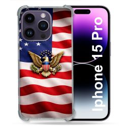 Coque Renforcée Pour Iphone 15 Pro Voyage Drapeau USA Etats Unis