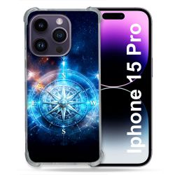 Coque Renforcée Pour Iphone 15 Pro Voyage Rose des Vents Stellaire