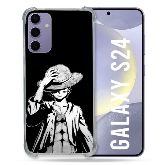 Coque Renforcée Pour Samsung Galaxy S24 Manga One Piece Luffy Noir
