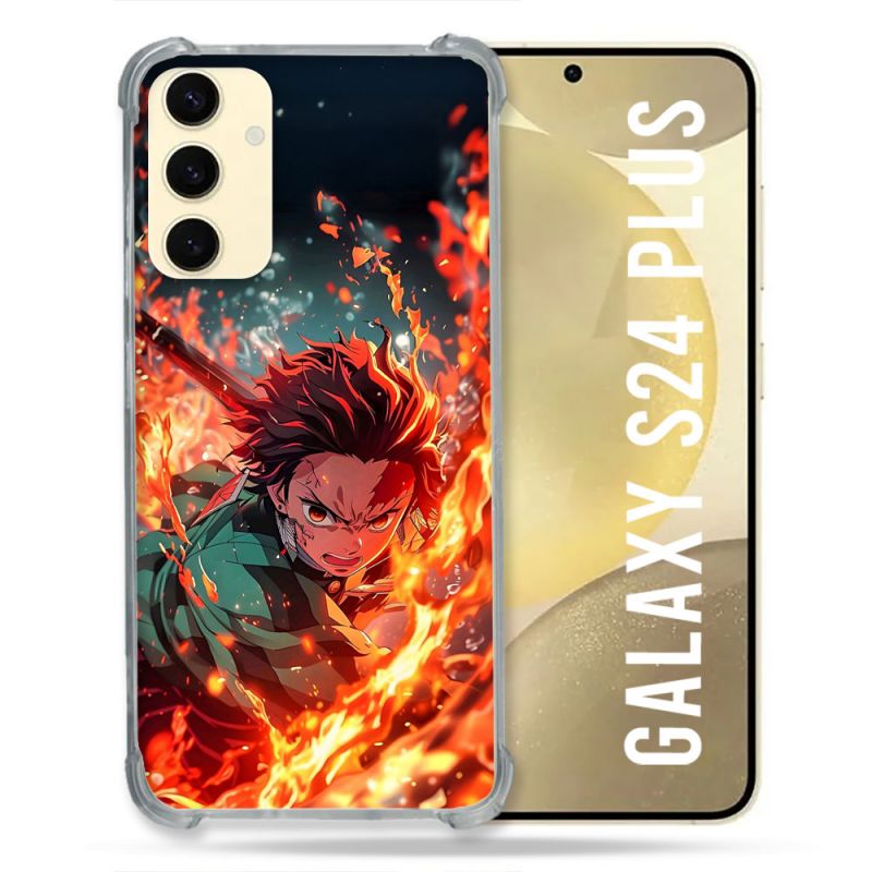 Coque Renforcée Pour Samsung Galaxy S24 Plus Manga Demon Slayer Tanjiro Feu