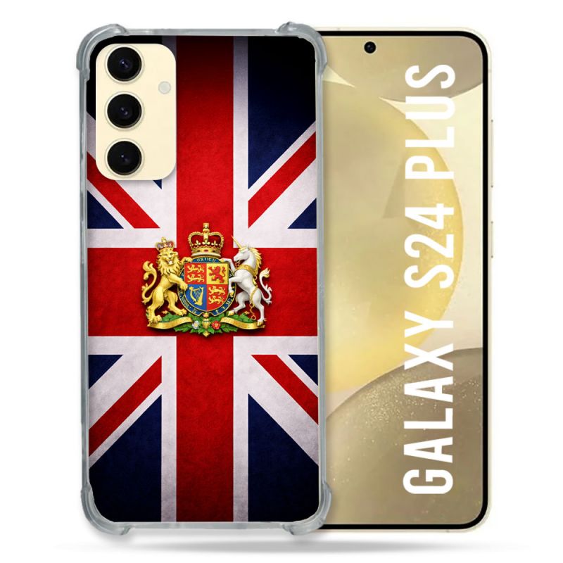 Coque Renforcée Pour Samsung Galaxy S24 Plus Voyage Drapeau Grande Bretagne UK
