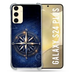 Coque Renforcée Pour Samsung Galaxy S24 Plus Voyage Rose des Vents Marine