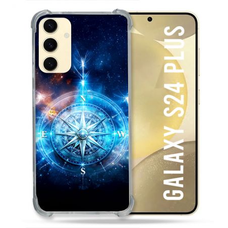 Coque Renforcée Pour Samsung Galaxy S24 Plus Voyage Rose des Vents Stellaire