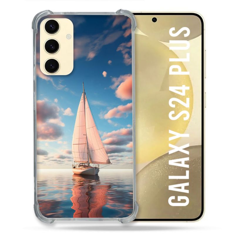 Coque Renforcée Pour Samsung Galaxy S24 Plus Voyage Voilier Reflet