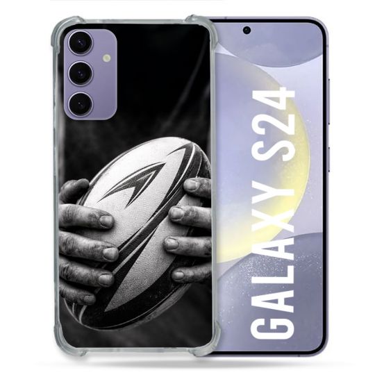 Coque Renforcée Pour Samsung Galaxy S24 Sport Rugby Ballon Moderne