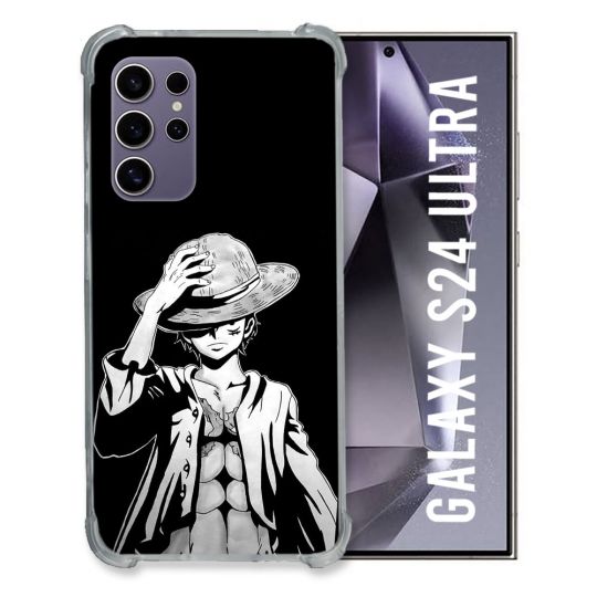 Coque Renforcée Pour Samsung Galaxy S24 Ultra Manga One Piece Luffy Noir