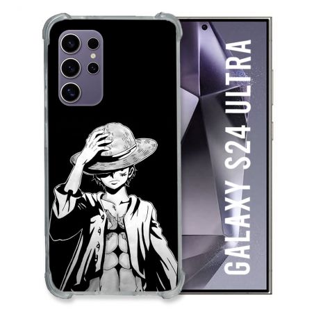 Coque Renforcée Pour Samsung Galaxy S24 Ultra Manga One Piece Luffy Noir