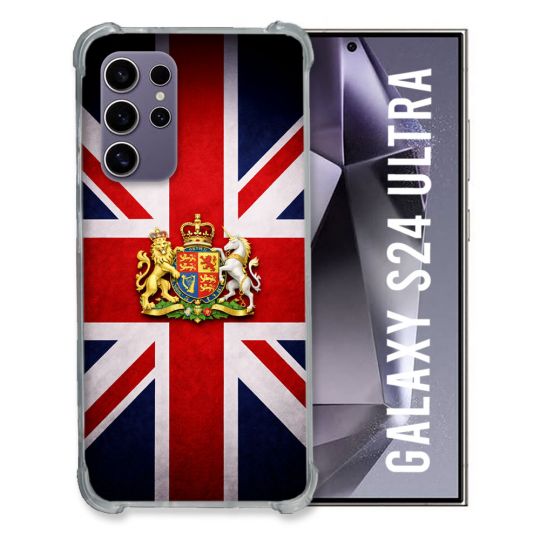 Coque Renforcée Pour Samsung Galaxy S24 Ultra Voyage Drapeau Grande Bretagne UK