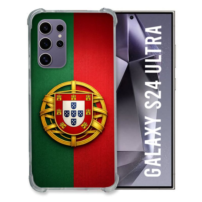 Coque Renforcée Pour Samsung Galaxy S24 Ultra Voyage Drapeau Portugal