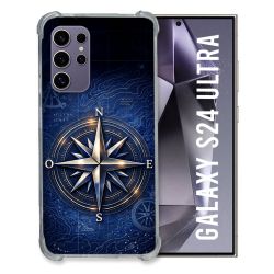 Coque Renforcée Pour Samsung Galaxy S24 Ultra Voyage Rose des Vents Marine