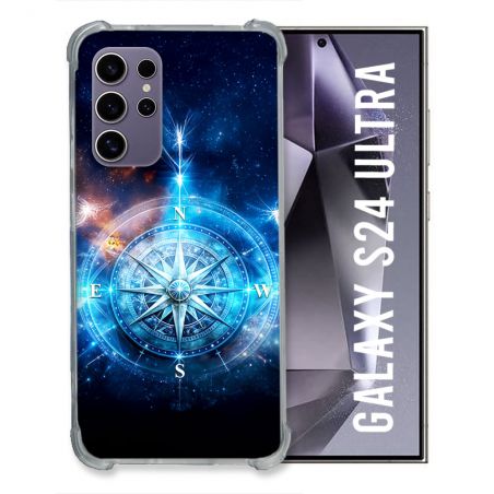 Coque Renforcée Pour Samsung Galaxy S24 Ultra Voyage Rose des Vents Stellaire