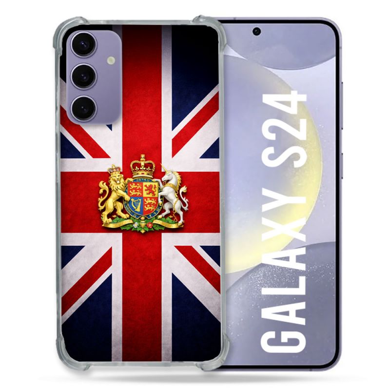 Coque Renforcée Pour Samsung Galaxy S24 Voyage Drapeau Grande Bretagne UK