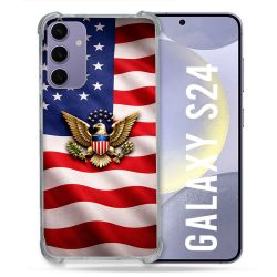 Coque Renforcée Pour Samsung Galaxy S24 Voyage Drapeau USA Etats Unis