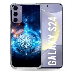 Coque Renforcée Pour Samsung Galaxy S24 Voyage Rose des Vents Stellaire