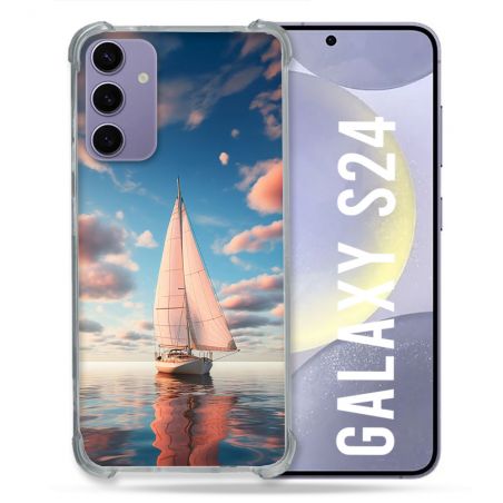 Coque Renforcée Pour Samsung Galaxy S24 Voyage Voilier Reflet