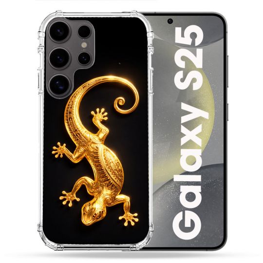 Coque Renforcée Pour Samsung Galaxy S25 Animal Lezard Noir 2026