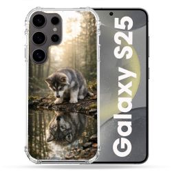 Coque Renforcée Pour Samsung Galaxy S25 Animal Loup Reflet