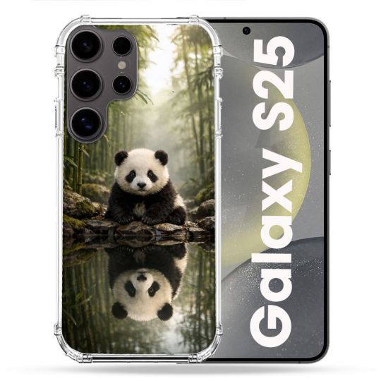 Coque Renforcée Pour Samsung Galaxy S25 Animal Panda Reflet