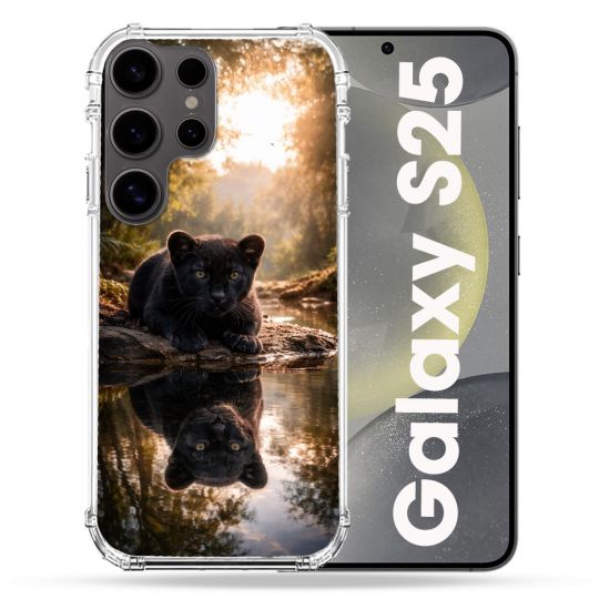 Coque Renforcée Pour Samsung Galaxy S25 Animal Panthère Reflet
