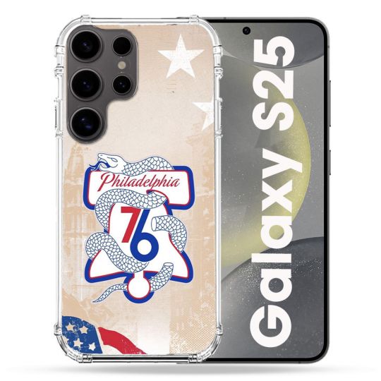 Coque Renforcée Pour Samsung Galaxy S25 Basket Philadelphia 76ers